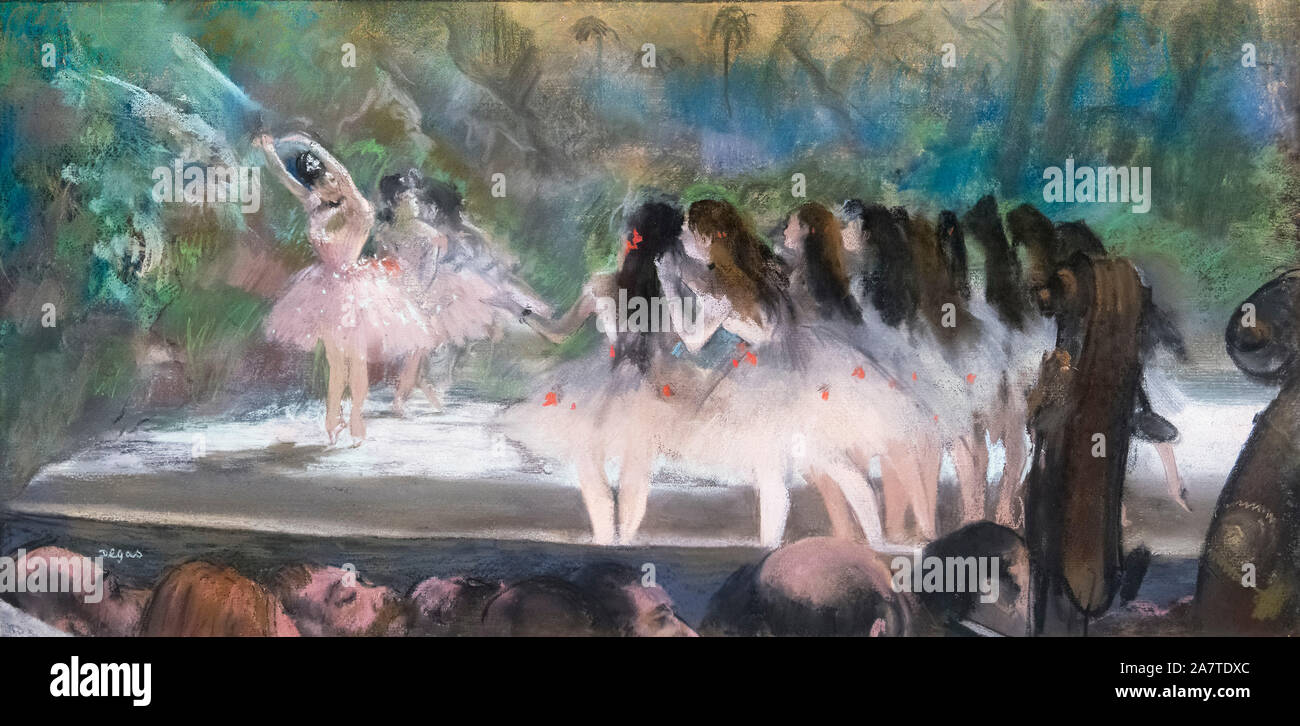 Ballet à l'Opéra de Paris par Edgar Degas (1834-1917), pastel sur monotype sur papier vergé crème, c.1877 Banque D'Images