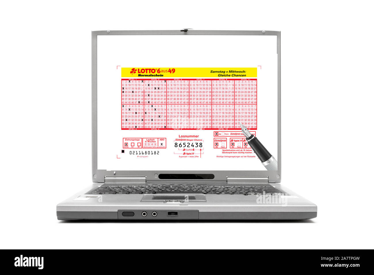 Lottoschein Online-Lotto portable zeigt,,, Lotterie Glückspiel, Banque D'Images