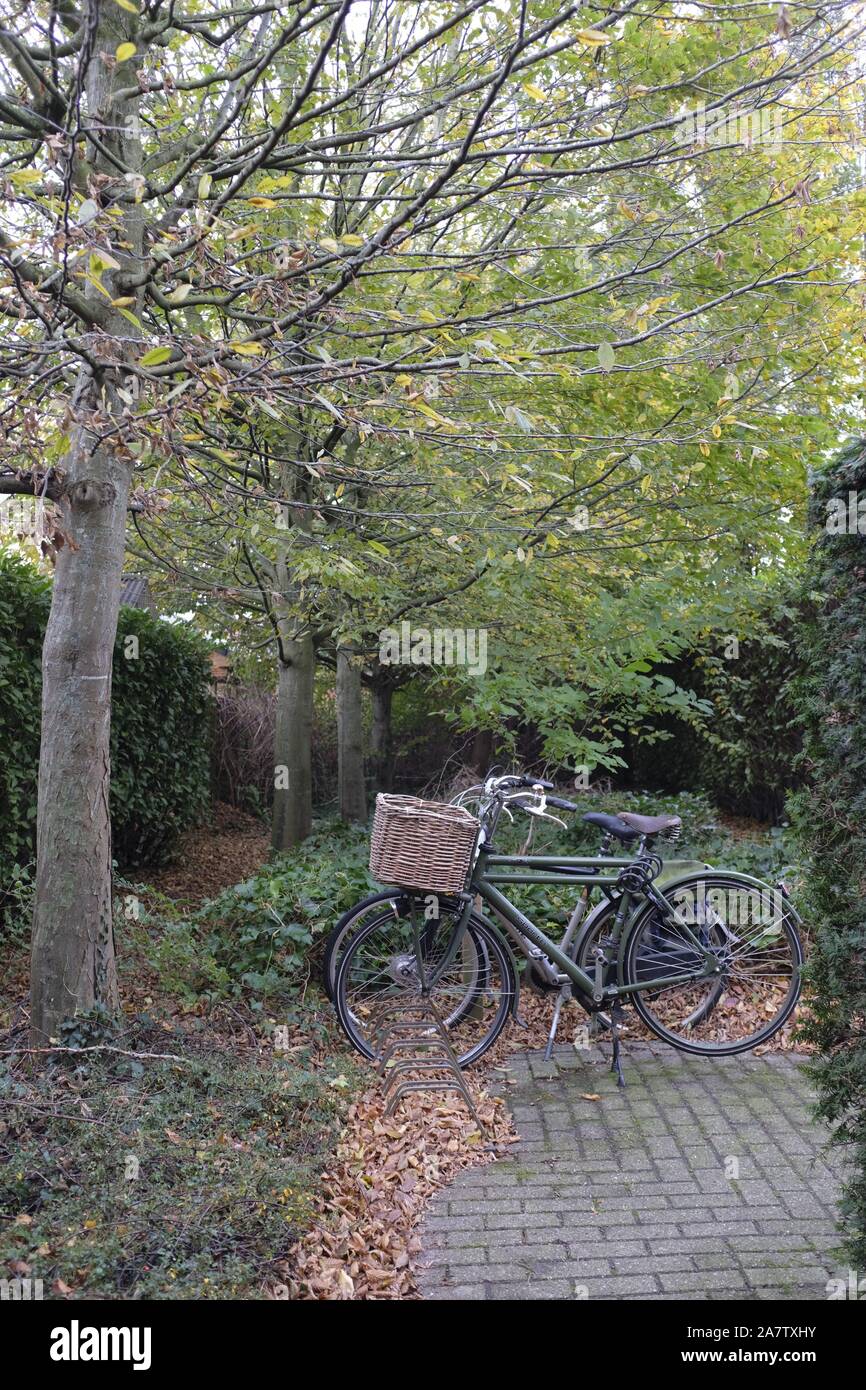 Vélos à l'extérieur dans la ville de Bruges, Belgique Banque D'Images
