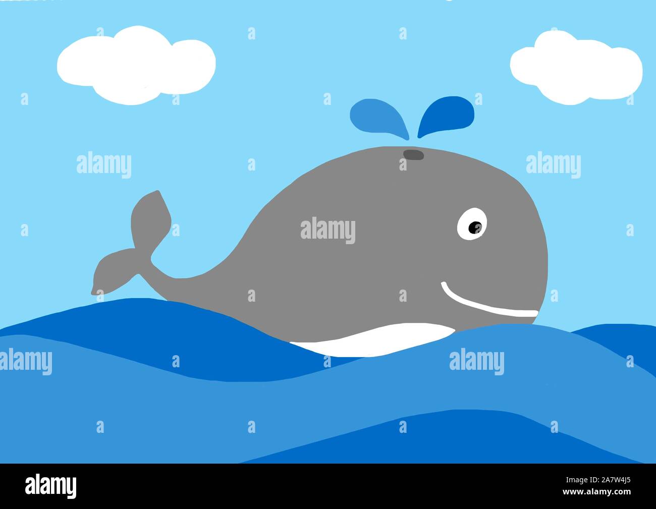 Illustration naïve, figure de baleines dans l'océan, Allemagne Banque D'Images