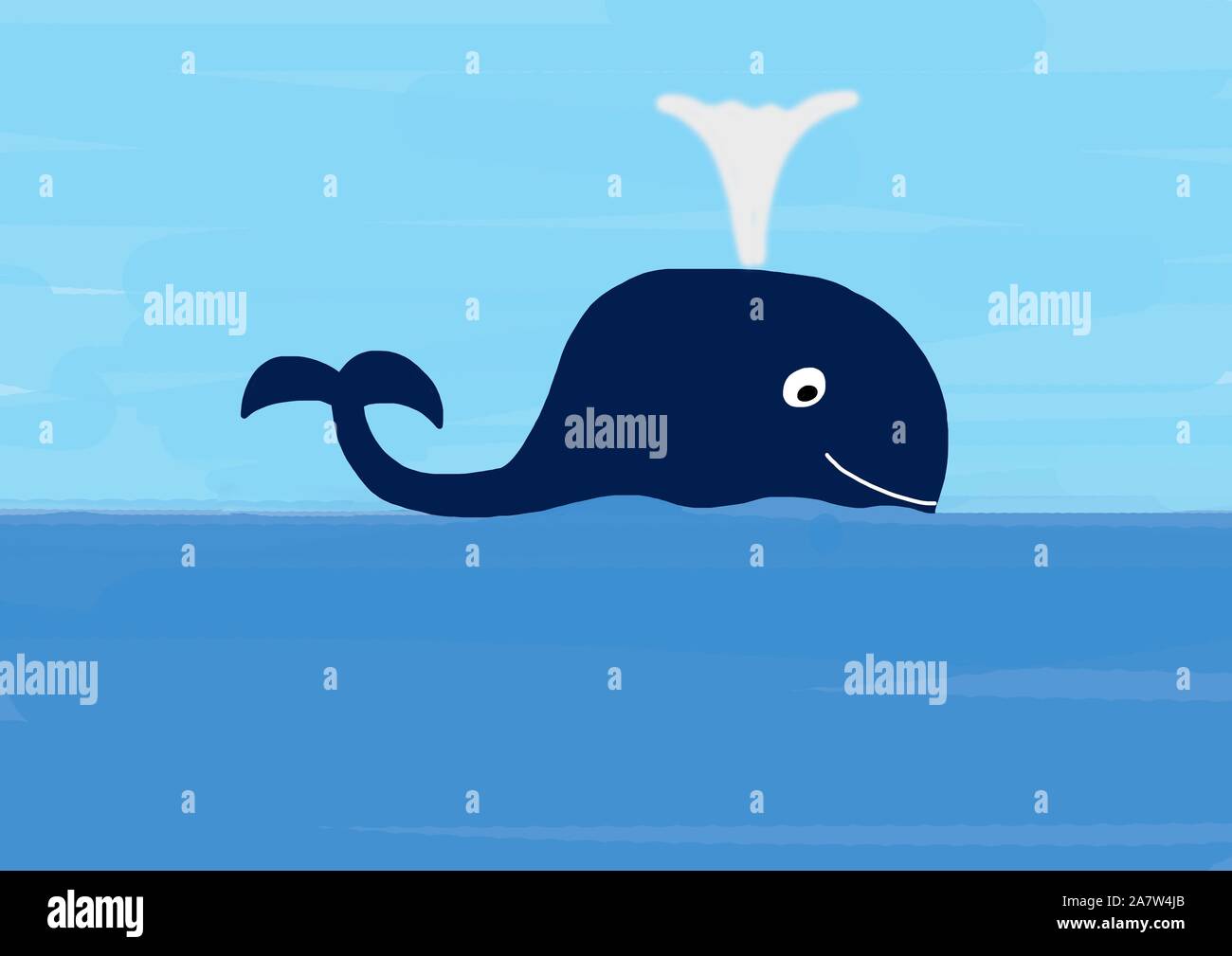 Illustration naïve, figure de baleines dans l'océan, Allemagne Banque D'Images