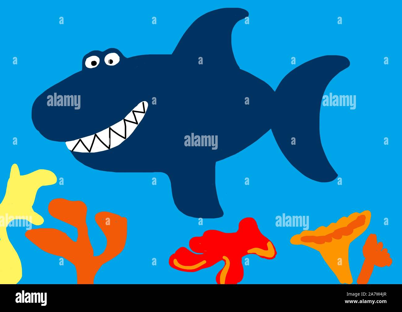 Illustration naïve, requin figure entre les plantes dans l'eau, de l'Allemagne Banque D'Images