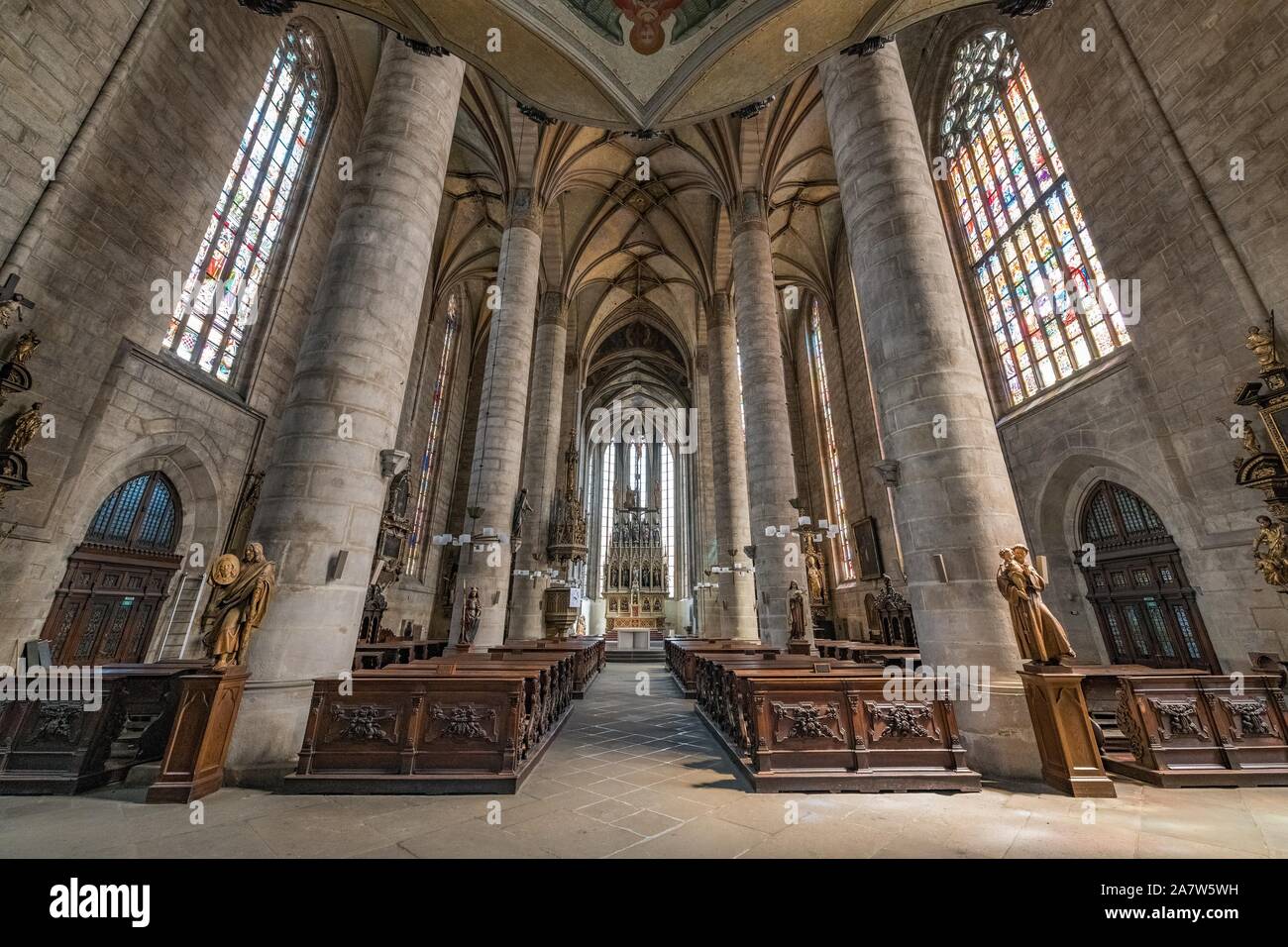 Intérieur de la cathédrale Saint-Barthélemy, à Plzen Banque D'Images