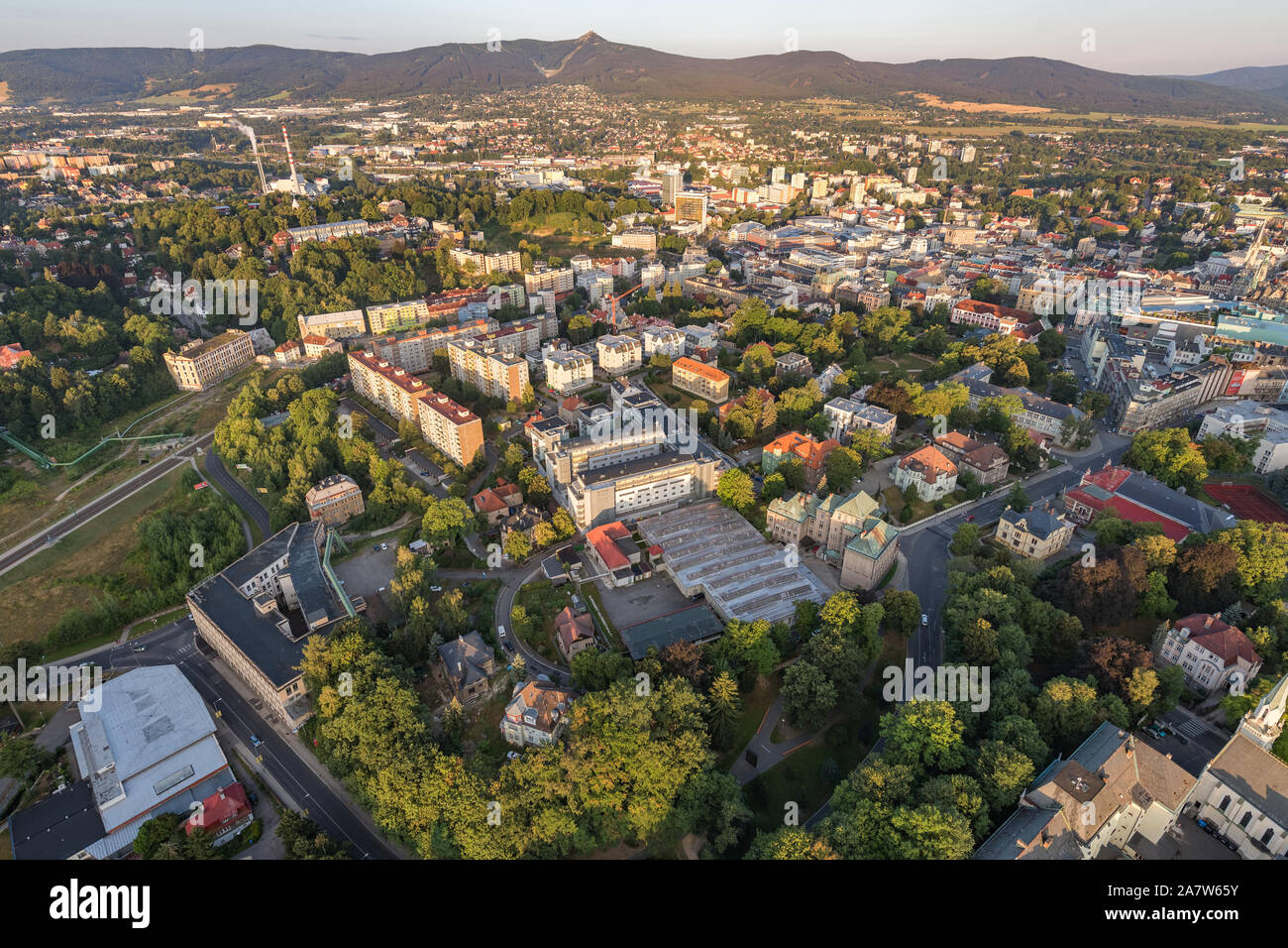 Vue aérienne de la ville de Bohême du nord de Liberec Banque D'Images