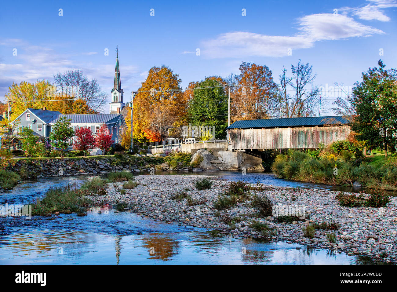 Charmante ville de Waitsfield, Vermont, USA. Banque D'Images