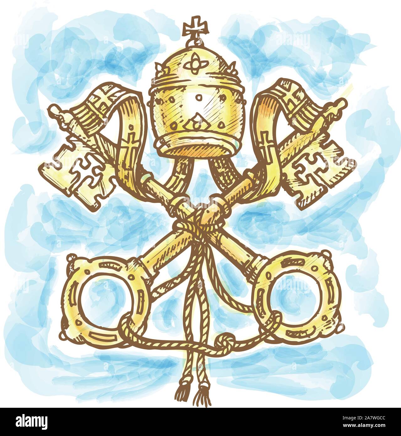 Symbole du Vatican à la main à l'Aquarelle Illustration de Vecteur