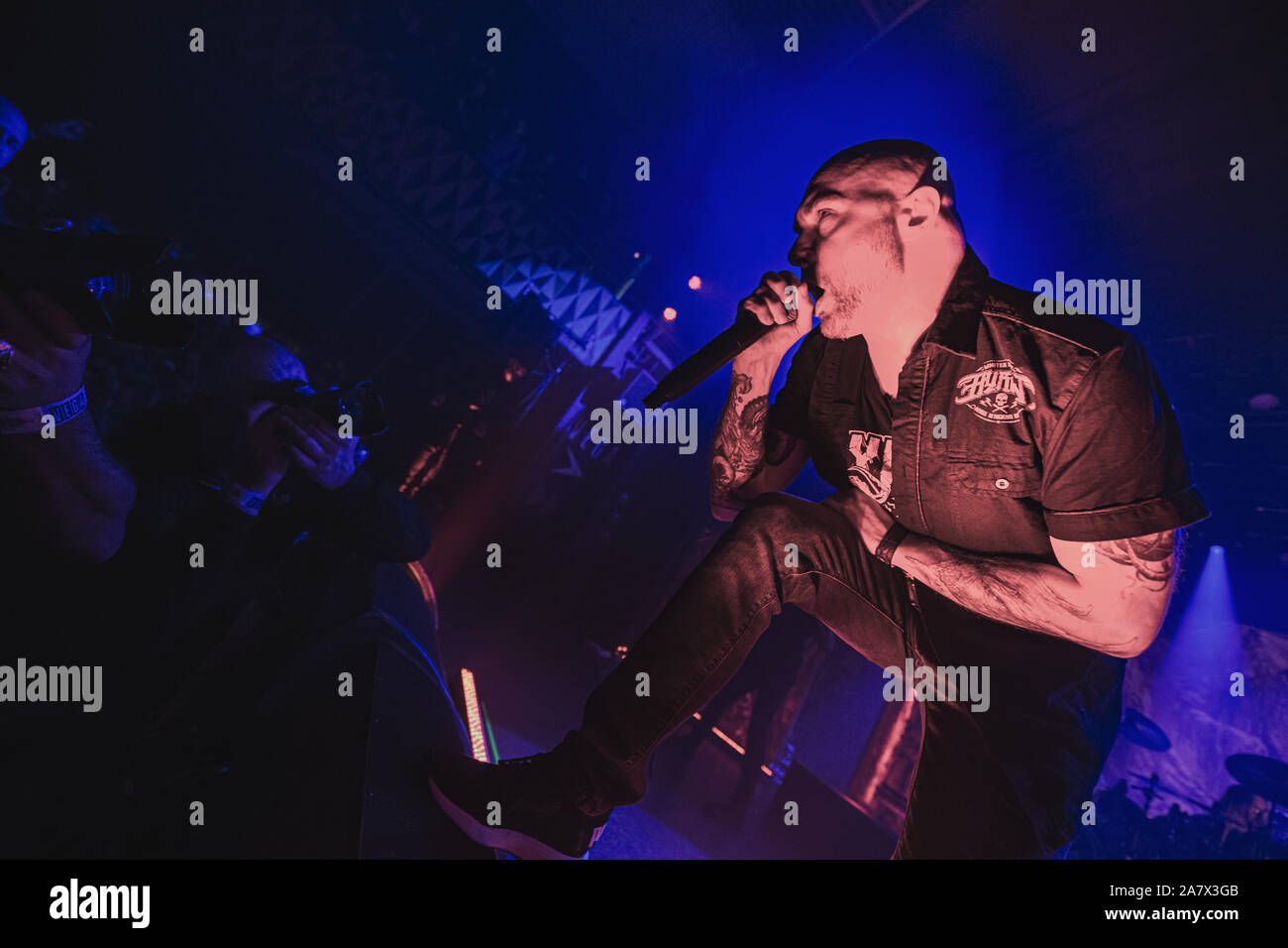 Copenhague, Danemark. 01er novembre 2019. Le groupe de death metal belge Aborted effectue un concert live à Vega à Copenhague. Ici le chanteur Sven de Caluwe est vu sur scène. (Photo crédit : Gonzales Photo - Nikolaj Bransholm). Banque D'Images