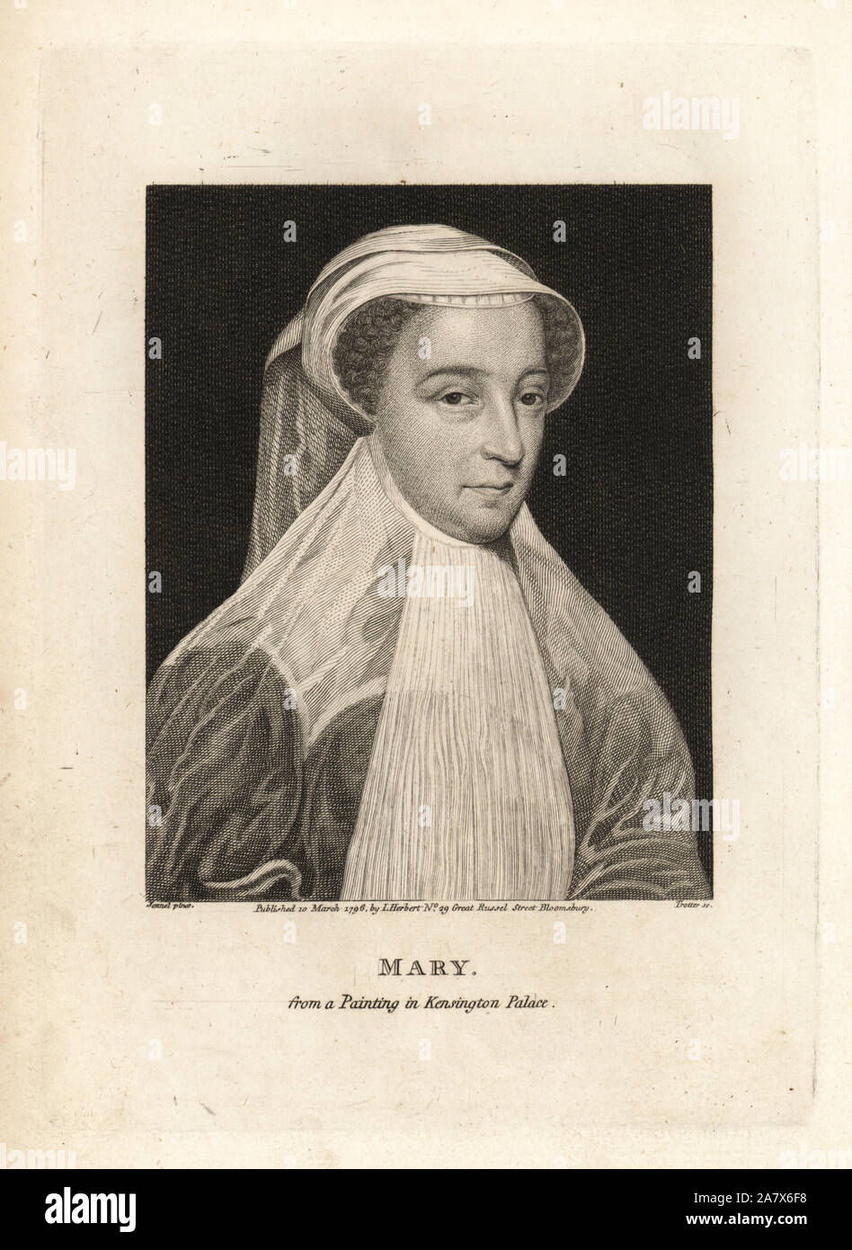 Marie, Reine des Écossais, à partir d'un portrait par Jennet en 1631 dans le palais de Kensington. La gravure sur cuivre par Trotter de John Pinkerton Scotica 2e moitié, ou des portraits de personnes illustres de l'Ecosse, Londres, 1797. Banque D'Images