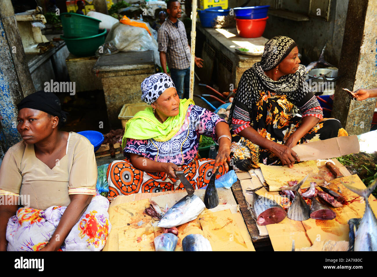Le marché vibrant à Moroni, Comores. Banque D'Images
