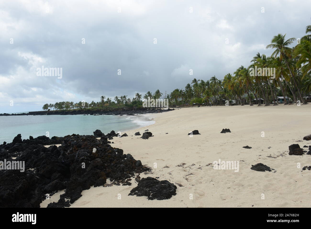 La belle plage de Mitsamiouli aux Comores. Banque D'Images