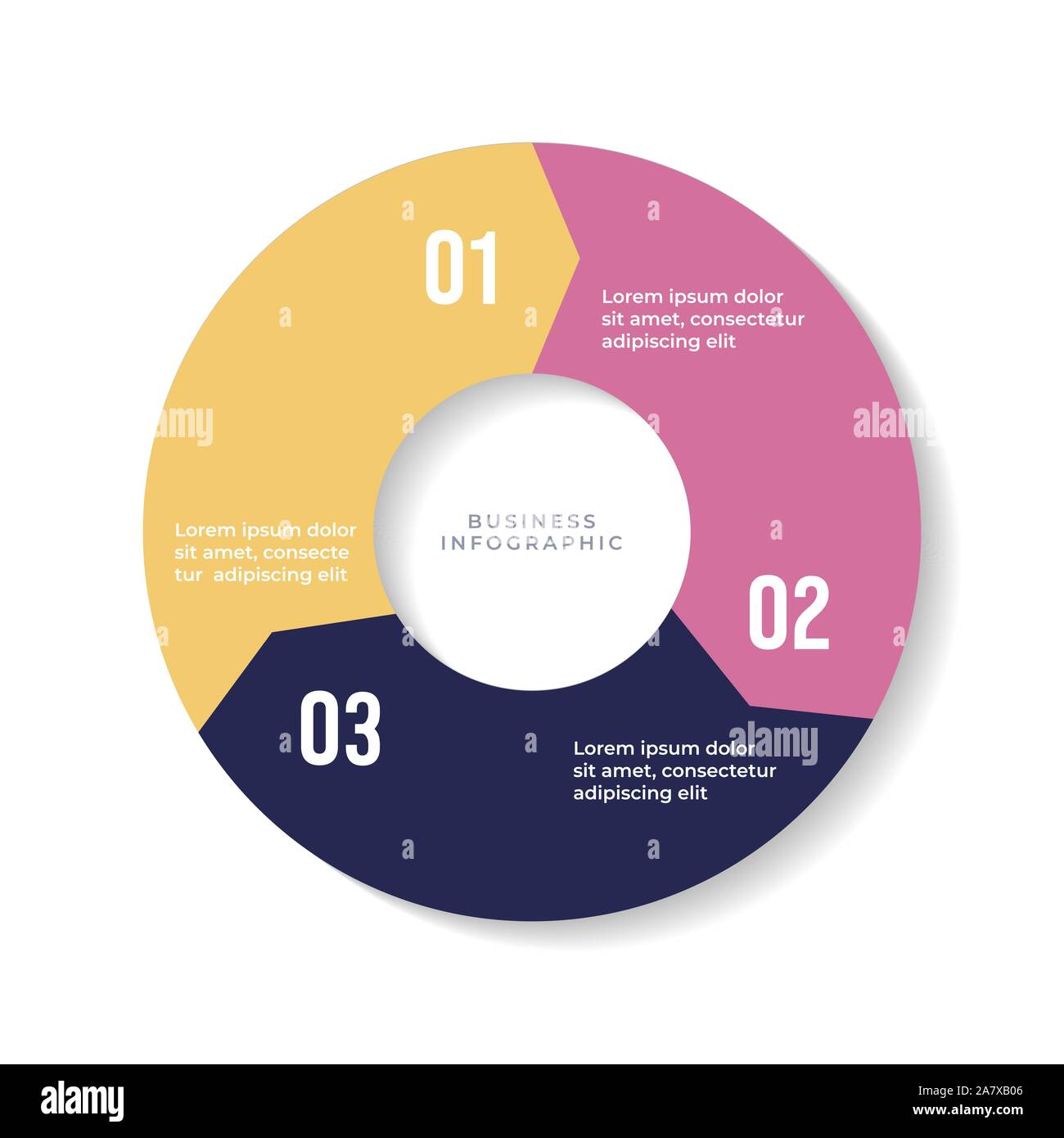 3 étapes graphique, infographie ou flèches Cercle schéma circulaire. Illustration de Vecteur