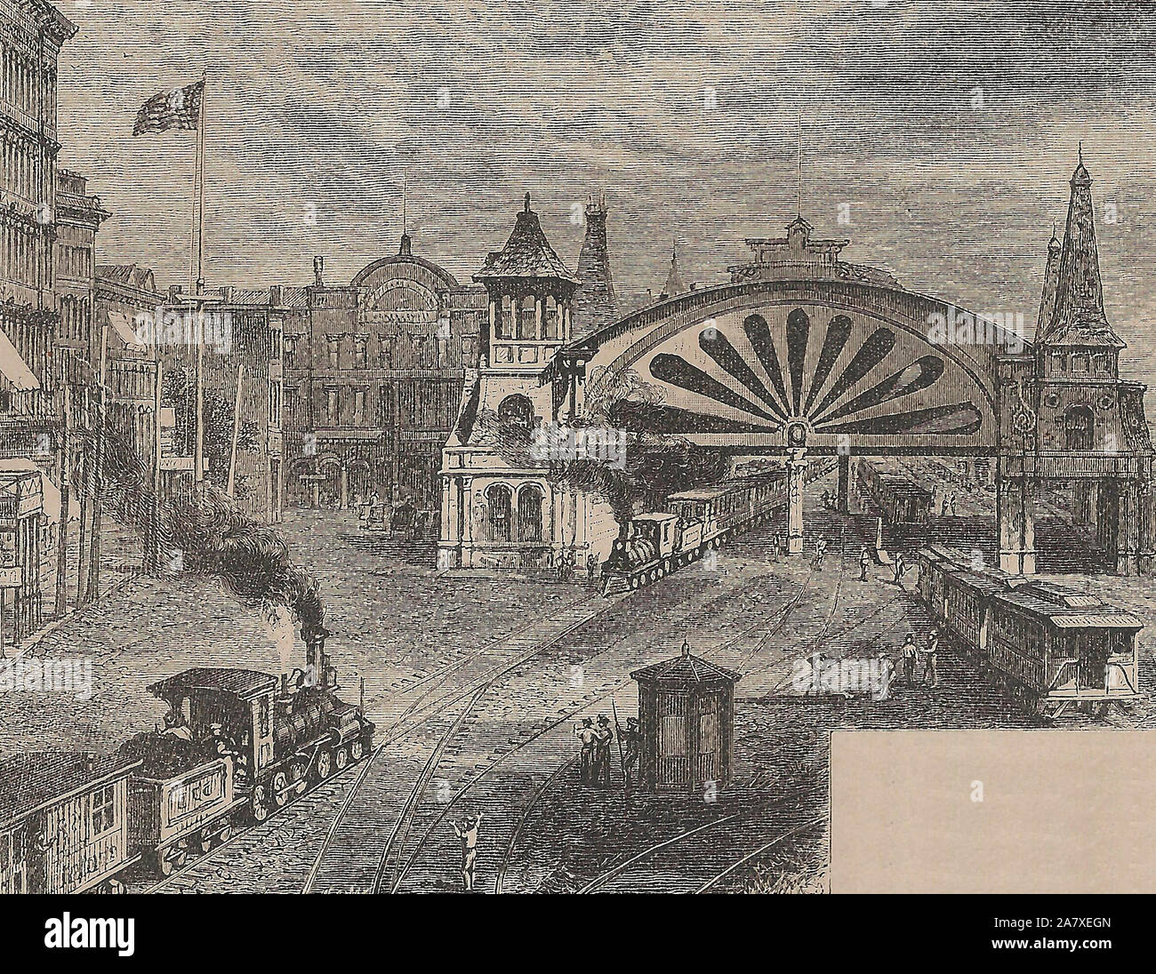 Railroad Depot, Atlanta, Géorgie, vers 1880 Banque D'Images