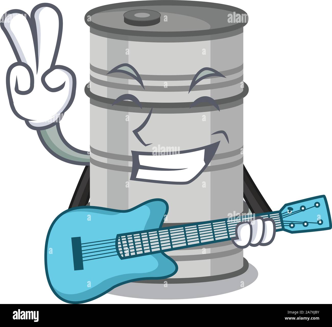 Le souper fût d'huile fraîche personnage performance avec guitare Illustration de Vecteur