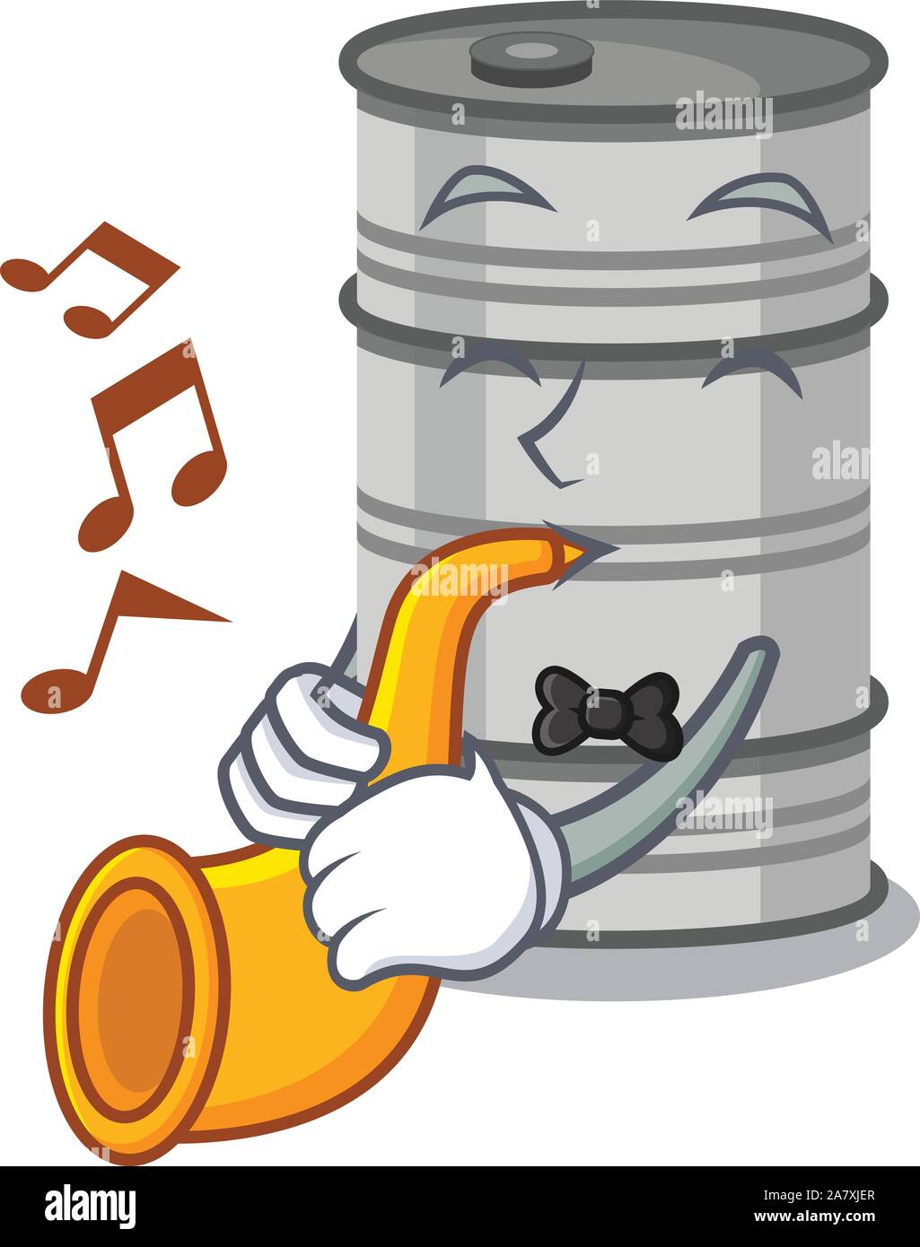 Le souper fût d'huile fraîche personnage performance avec trompette Illustration de Vecteur