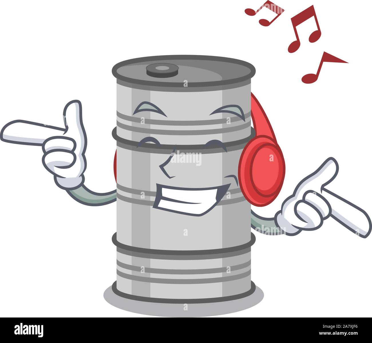 Vector illustration de tambour à huile cartoon style listening music Illustration de Vecteur