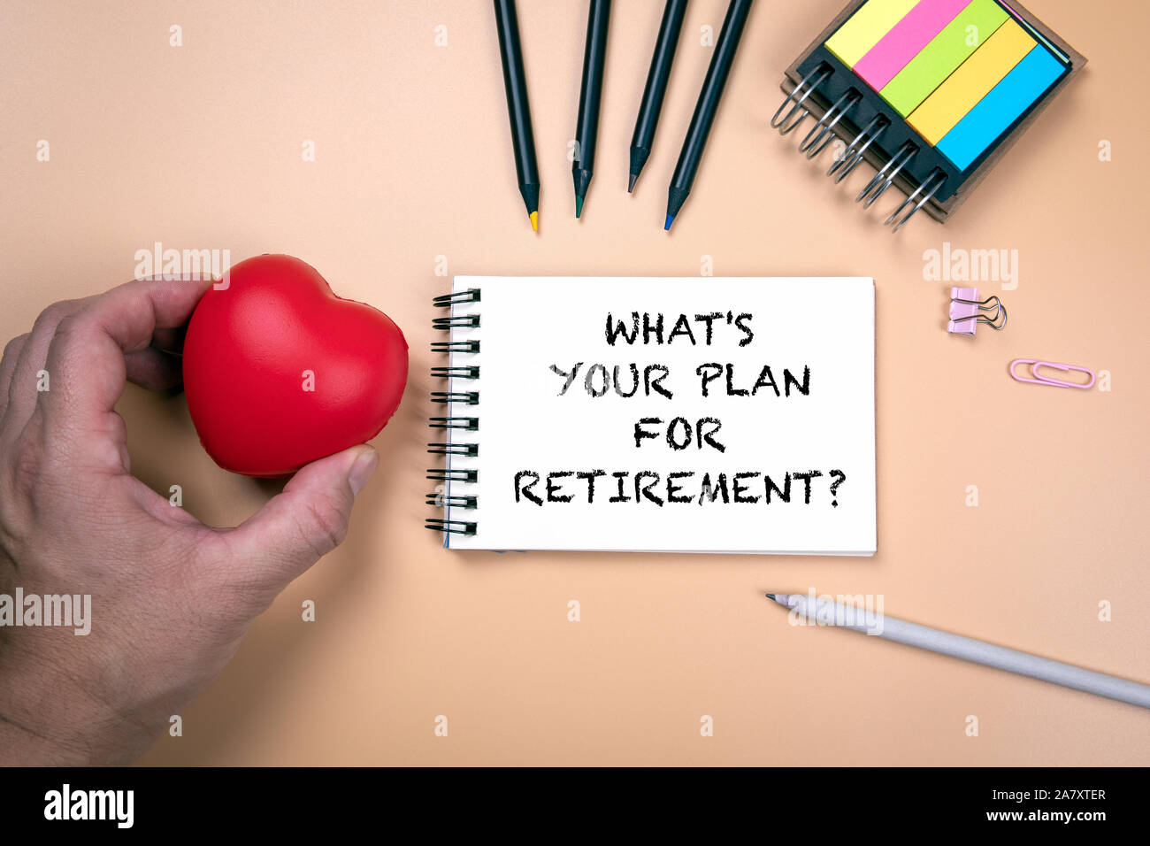 Quel est votre plan pour la retraite. La santé, les affaires, les carrières, les assurances et les avantages sociaux. Texte Handwriitng dans l'ordinateur portable Banque D'Images