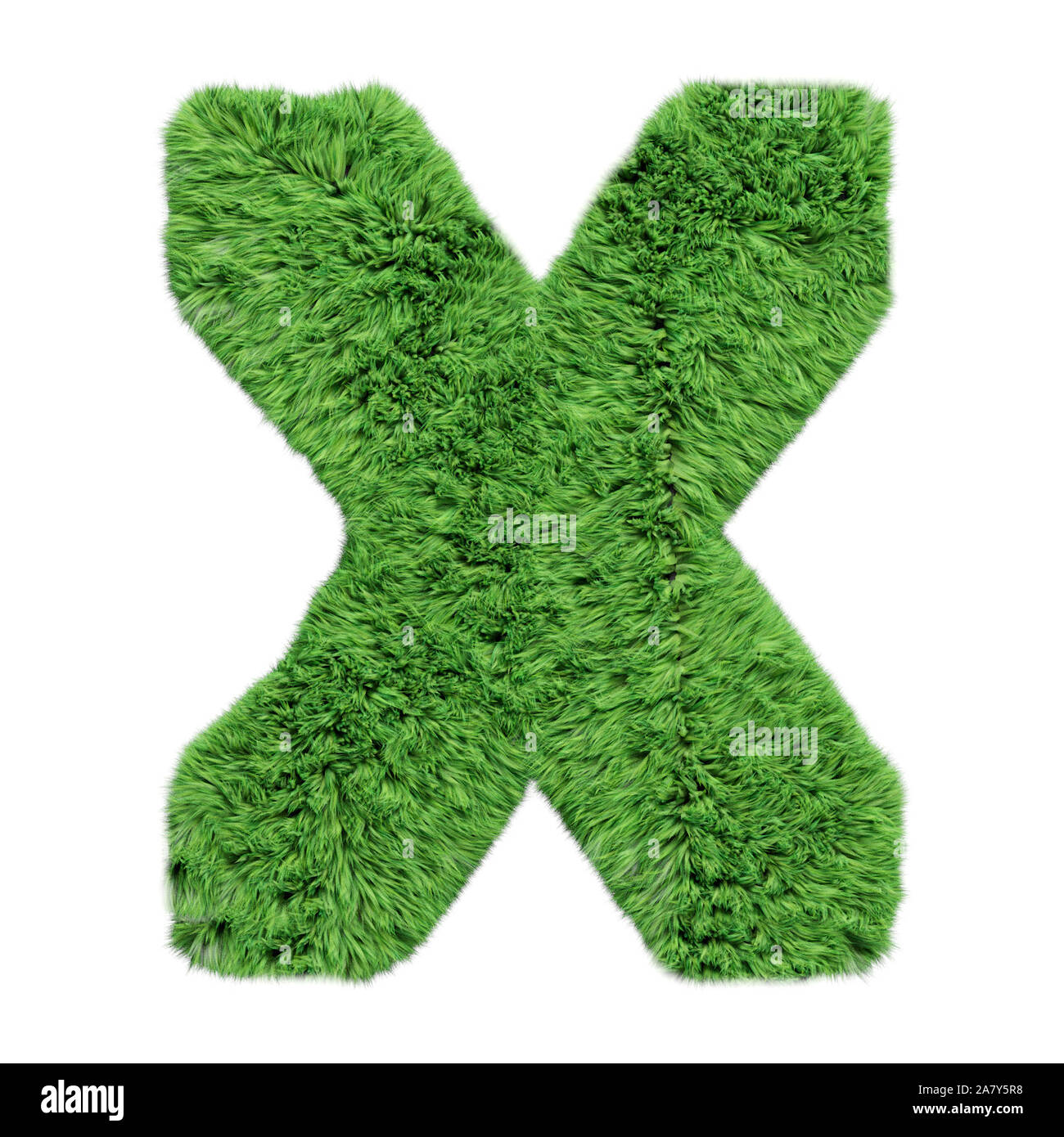 Alphabet lettre X., Grass isolated on white 3D illustration. Banque D'Images