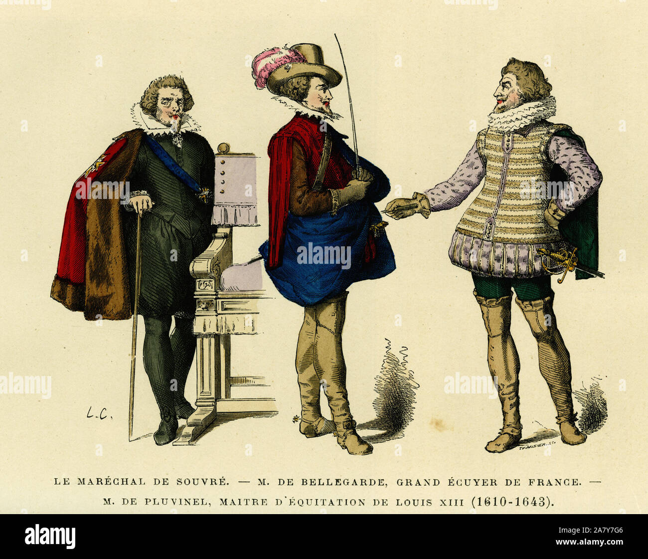 Portraits du maréchal de Souvre ( mort en 1626), de Roger de Saint-lary, duc de Bellegarde ( 1562-1646), grand écuyer de France et d'Antoine de Pluvin Banque D'Images