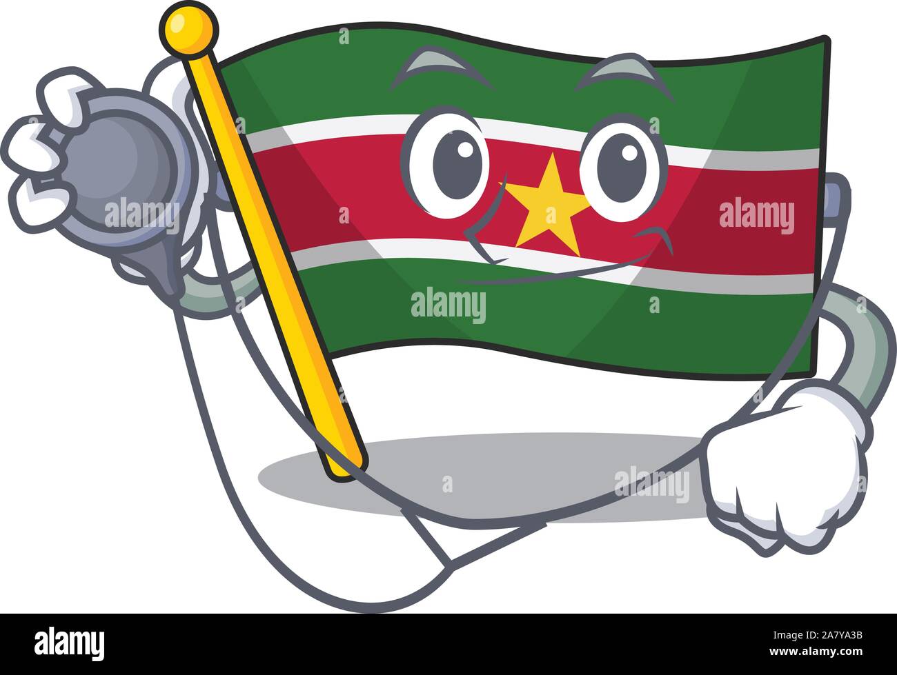 Médecin heureux avec la caricature drapeau Suriname Illustration de Vecteur