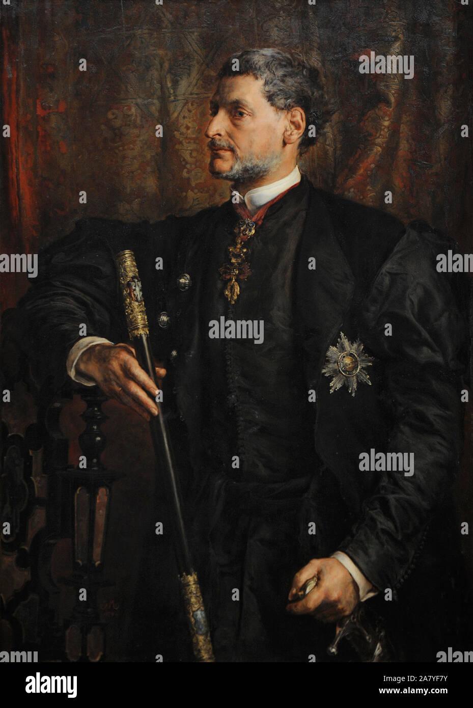 Alfred Potocki (1817-1889). Homme politique polonais. Portrait par Jan Matejko (1838-1893), 1879. Galerie d'Art Polonais du xixe siècle (Musée Sukiennice). Musée National de Cracovie. La Pologne. Banque D'Images