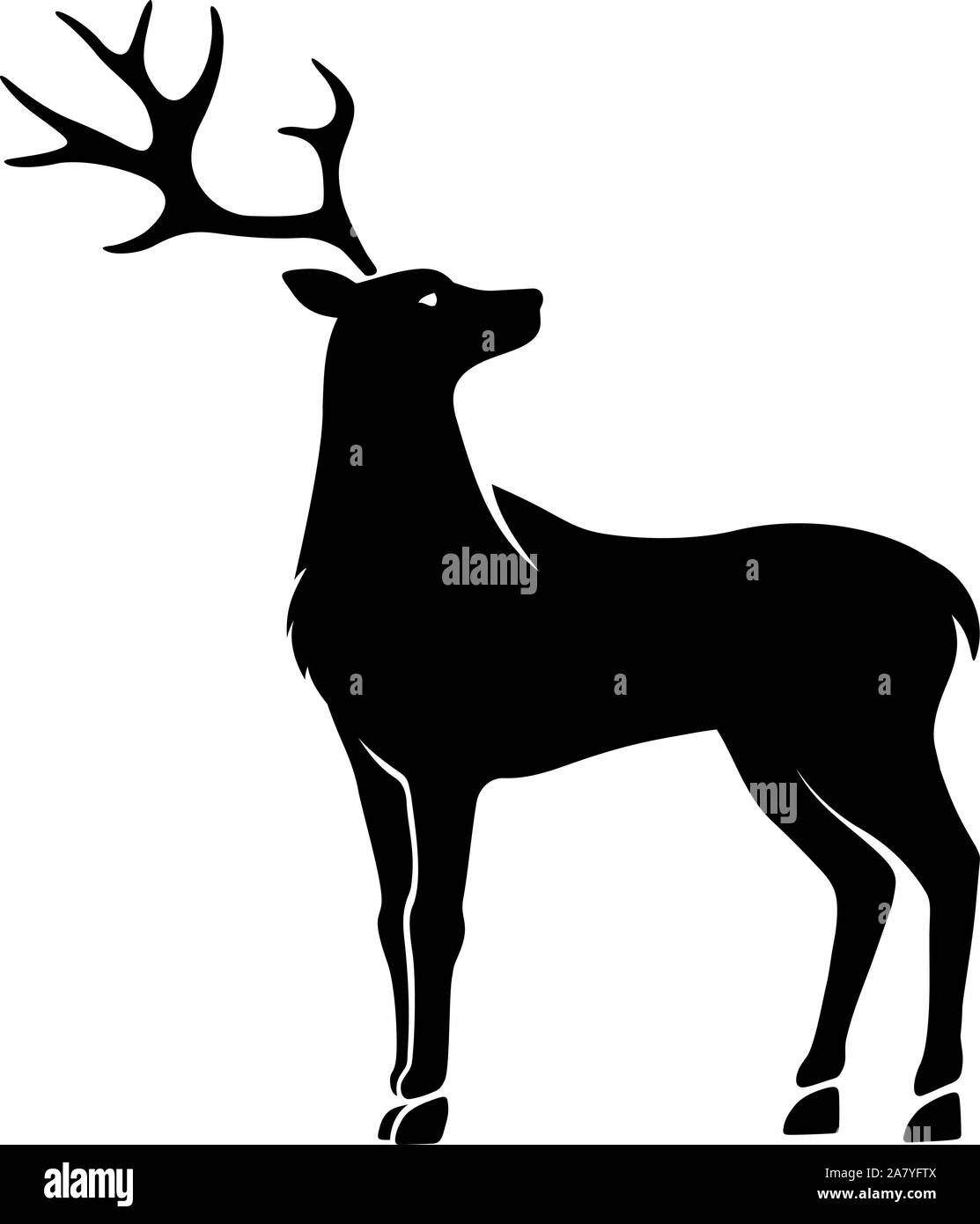 Vector silhouette noire d'un renne permanent isolé sur un fond blanc. Illustration de Vecteur