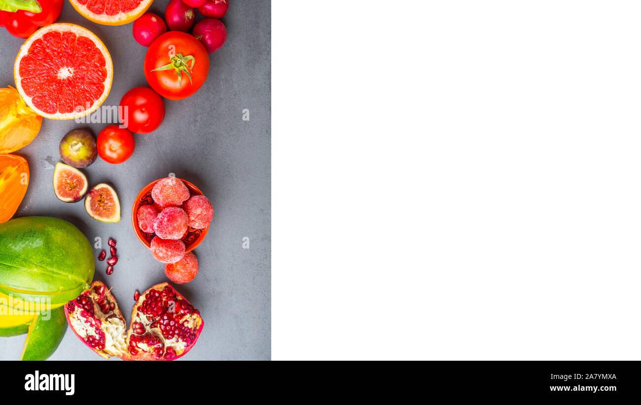 Fresh red, orange, jaune les fruits et légumes riches en antioxydants