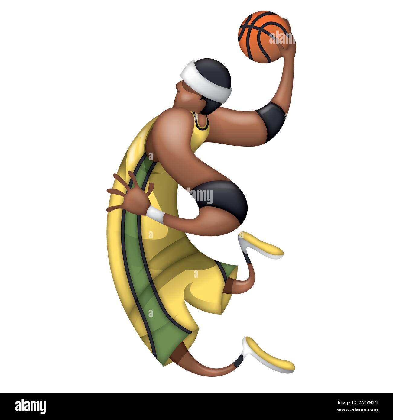 Personnage joueur de basket-ball, isolé sur fond blanc Illustration de Vecteur