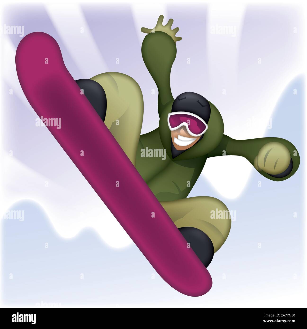 Pro snowboarder personnage en action. Sport image vectorielle. Illustration de Vecteur