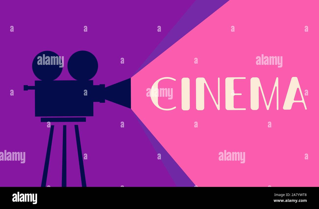 Cinema motion picture. Horaire de film de l'affiche. Cartoon vector illustration. Retro projecteur de film de l'affiche. Illustration de Vecteur