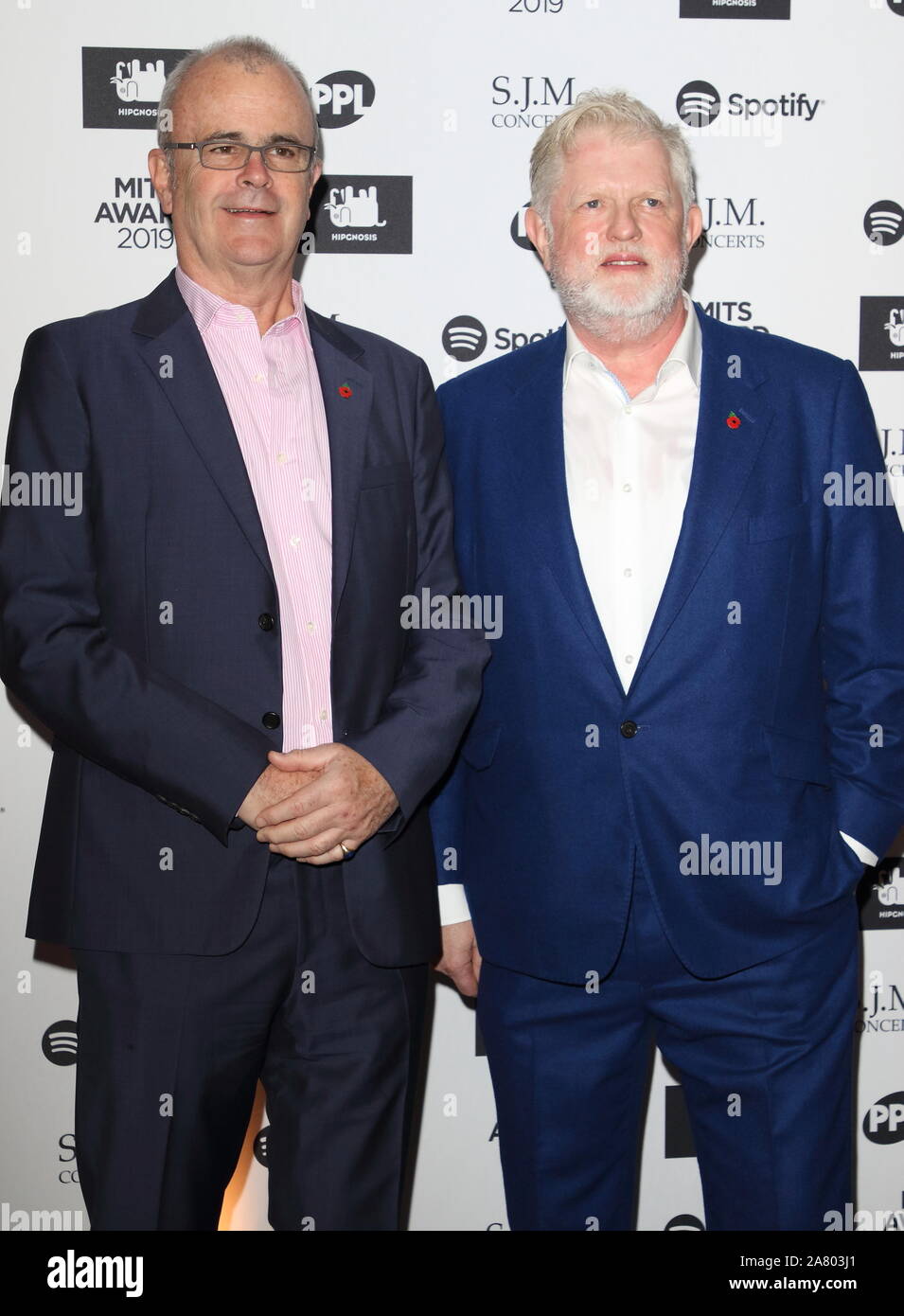 Londres, Royaume-Uni. 08Th Nov, 2019. Richard Griffiths et Harry Magee assister à l'industrie de la musique compte des prix à l'hôtel Grosvenor House, Park Lane à Londres. Credit : SOPA/Alamy Images Limited Live News Banque D'Images