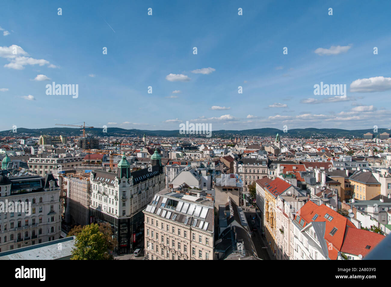 La ville de Vienne à partir du haut de l'Aquarium, parc d'Esterhazy, Mariahilf, Vienne, Autriche Banque D'Images