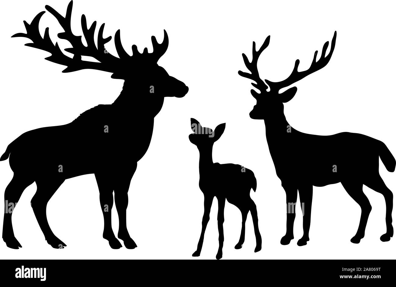 Famille des cervidés. Silhouettes d'animaux. Vector illustrator Illustration de Vecteur