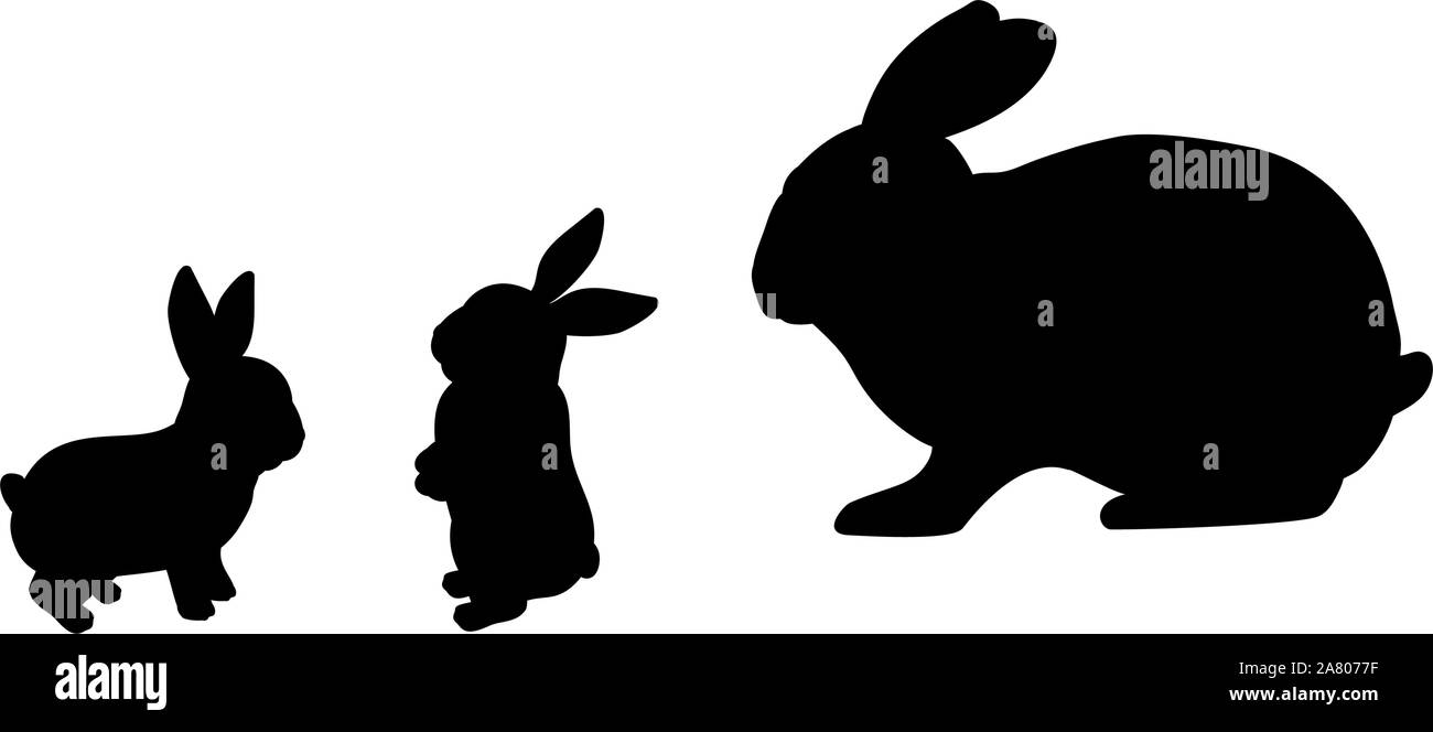 La famille lapin. Silhouettes d'animaux. Vector illustrator Illustration de Vecteur