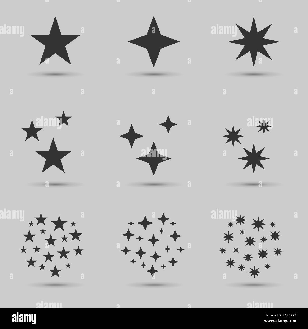 Jeu de star. Étoile forme des icônes, des symboles ou des insignes d'attribution Illustration de Vecteur