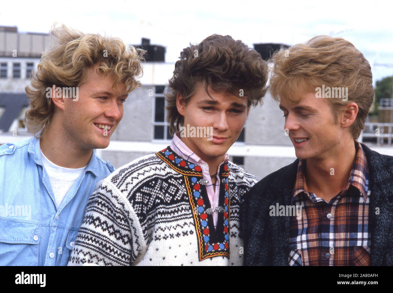 Groupe pop norvégien A-Ha à Londres 1985 Banque D'Images