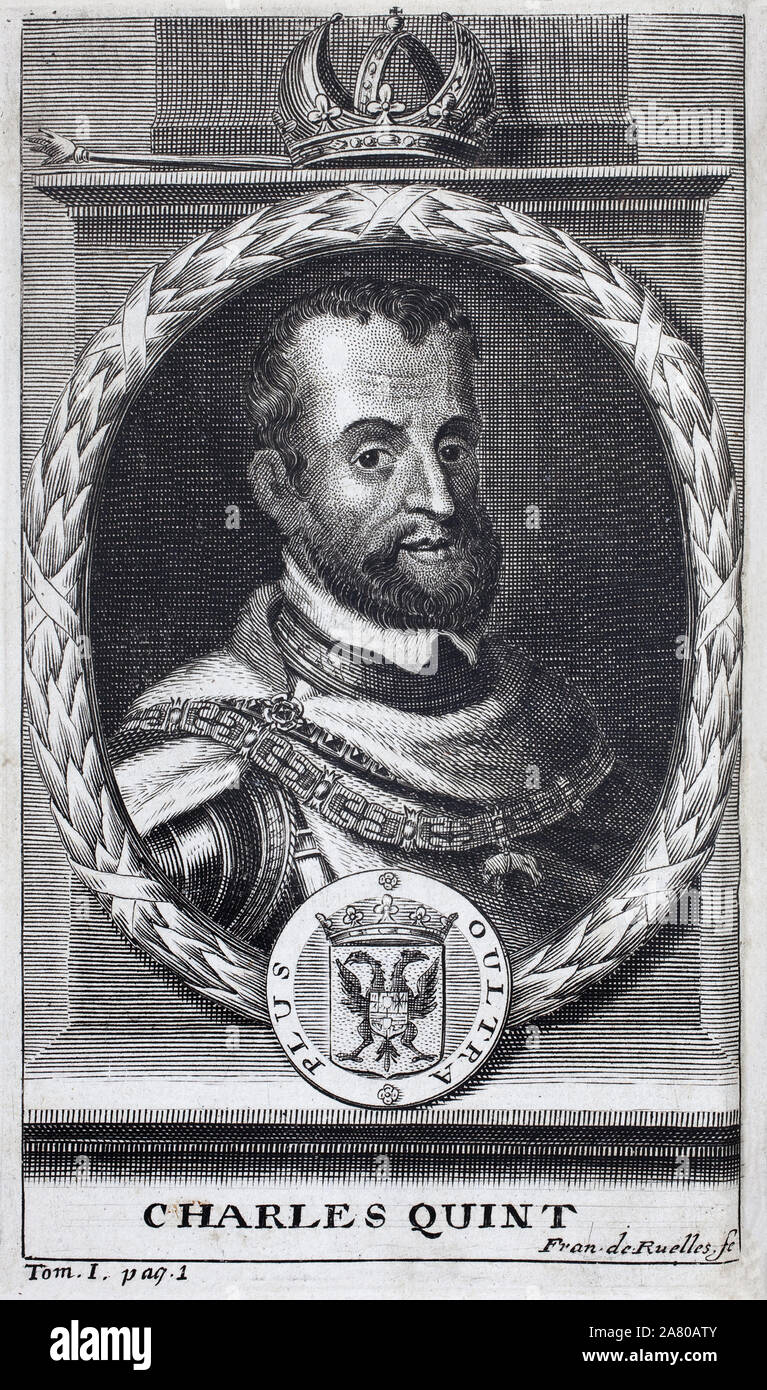Portrait de Charles Quint (1500-1558), roi d'Espagne et de l'Amérique espagnole, roi de Sicile et empereur du Saint Empire Romain Germanique (1519-155 Banque D'Images