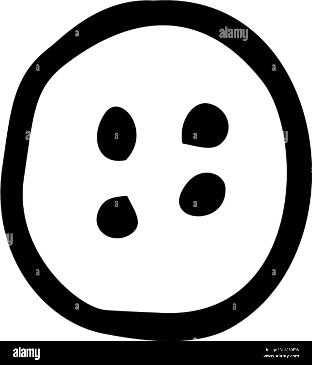 Gros plan sur le bouton tissu noir sur fond blanc. L'illustration, la gravure à la main de style minimaliste Illustration de Vecteur