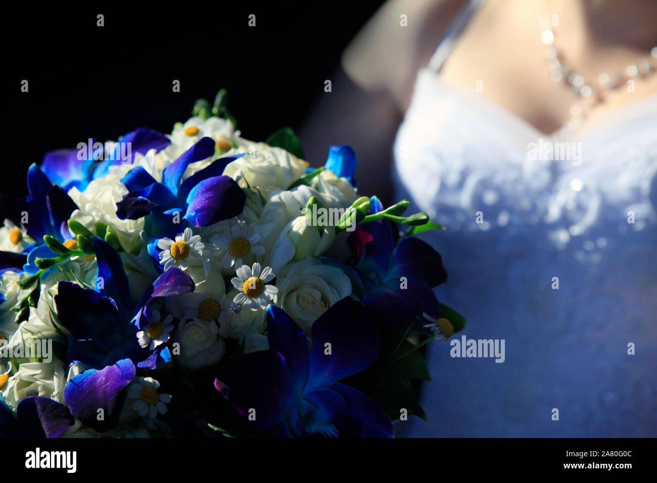 La mariée tient un bouquet de mariage Banque D'Images
