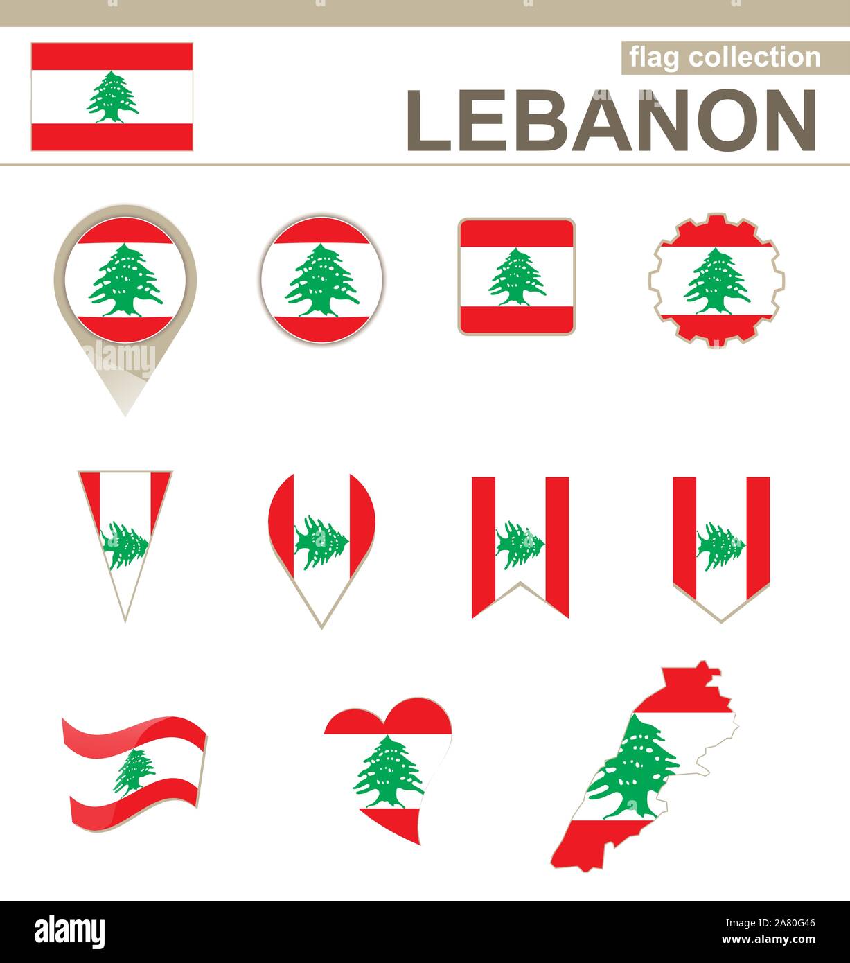 Drapeau liban, Collection versions 12 Illustration de Vecteur
