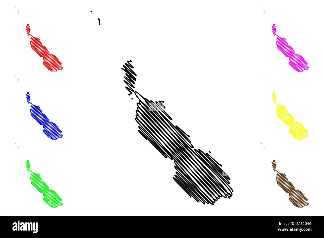 Région autonome de Bougainville (État indépendant de Papouasie-Nouvelle-Guinée, PNG, provinces de Papouasie-Nouvelle-Guinée) map vector illustration gribouillage, croquis Illustration de Vecteur