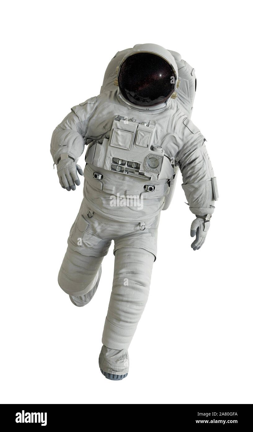 L'astronaute de l'exécution, isolé sur fond blanc Banque D'Images