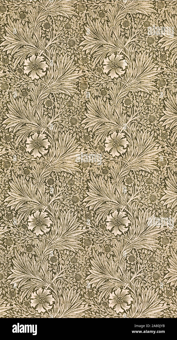 Motif de tissu, William Morris, Marigold, woodcut print, 1801-1899 Banque D'Images