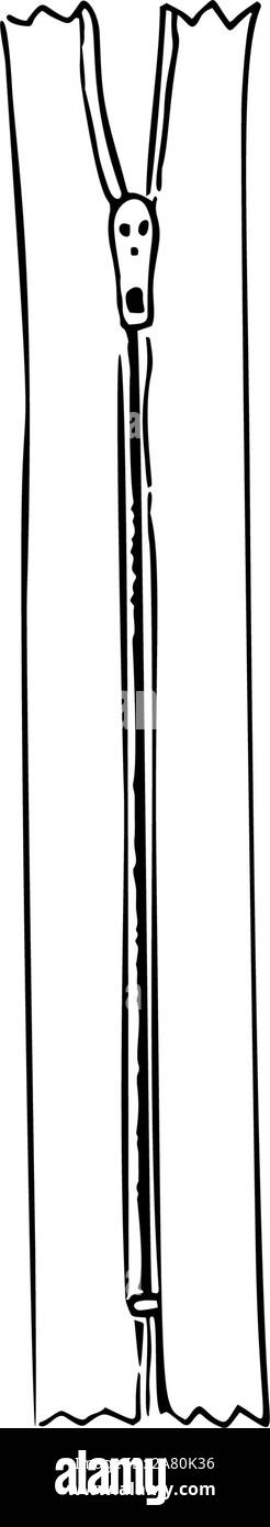 À glissière. Vector illustration. stylo encre silhouette. Illustration gravure à la main Illustration de Vecteur
