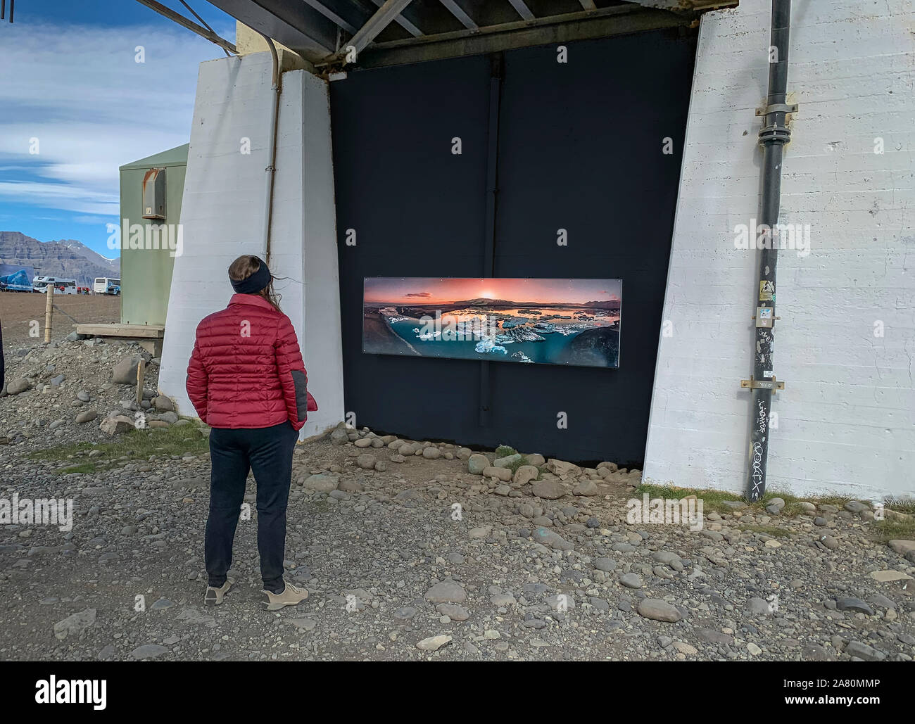 Exposition de photos en plein air, Jokulsarlon Glacial Lagoon, parc national du Vatnajökull, l'Islande, Site du patrimoine mondial de l'Unesco. Toutes les images par la glace professionnel Banque D'Images