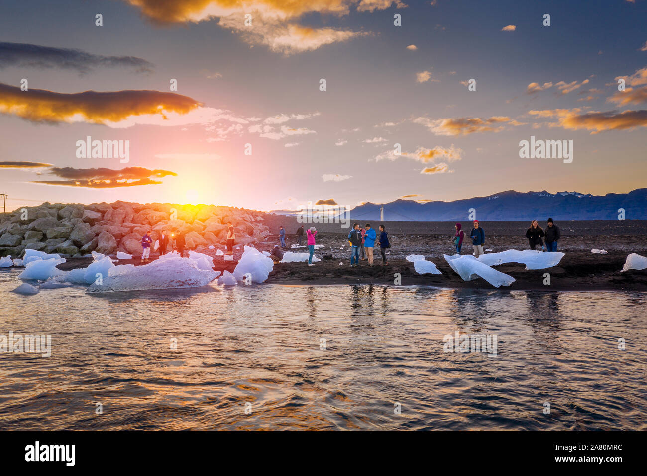 Jokulsarlon Glacial Lagoon, le Parc National de Vatnajökull, l'Islande. Unesco World Heritage Site. Banque D'Images