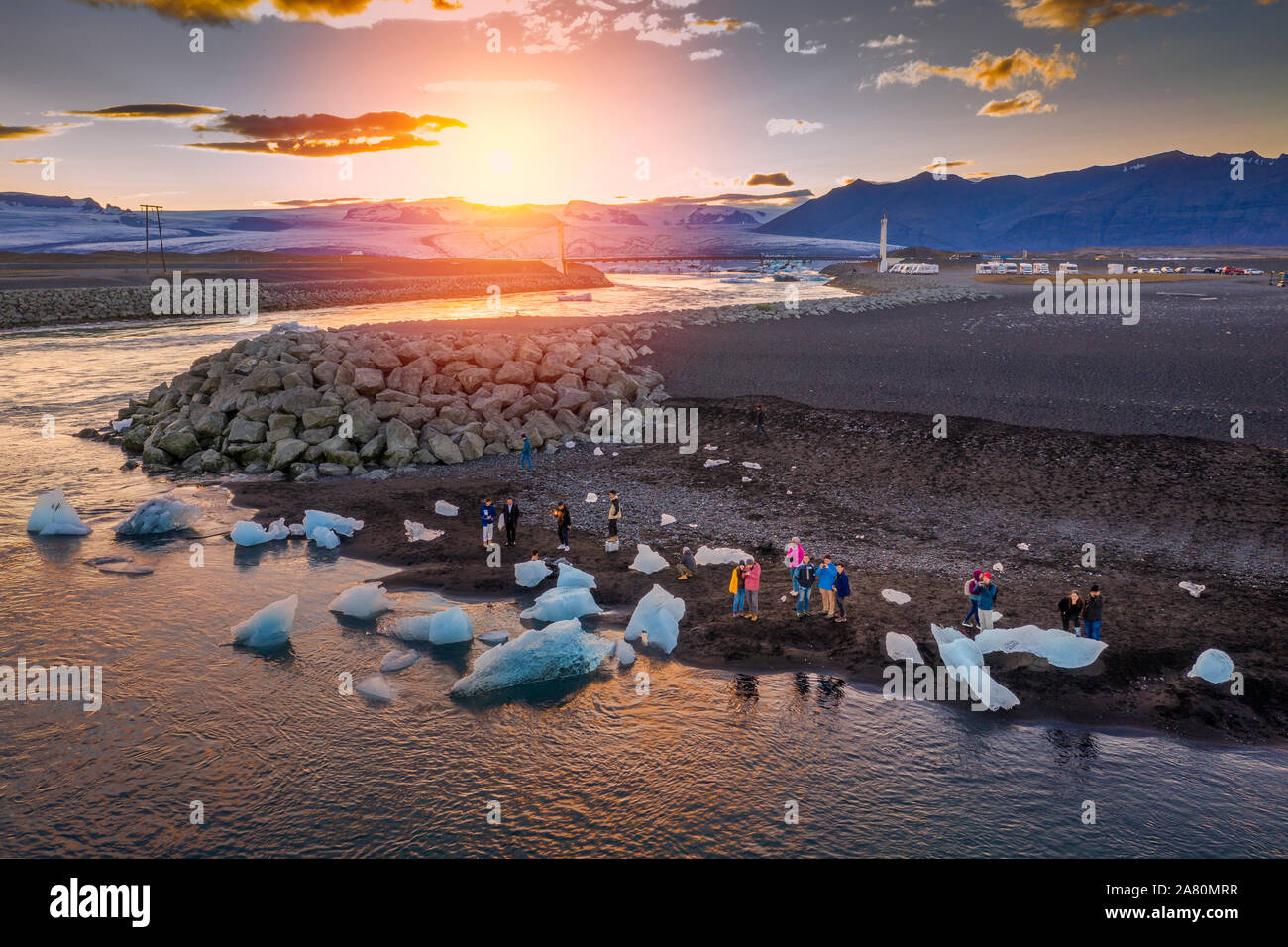 Jokulsarlon Glacial Lagoon, le Parc National de Vatnajökull, l'Islande. Unesco World Heritage Site. Banque D'Images