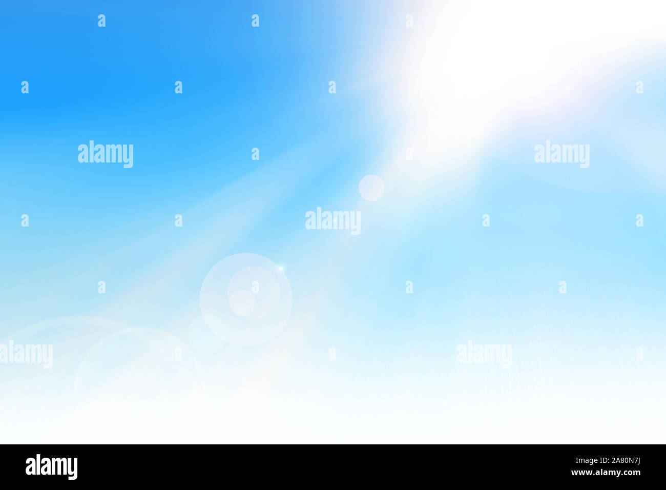 Rayon de soleil dans le ciel bleu avec des reflets Banque D'Images