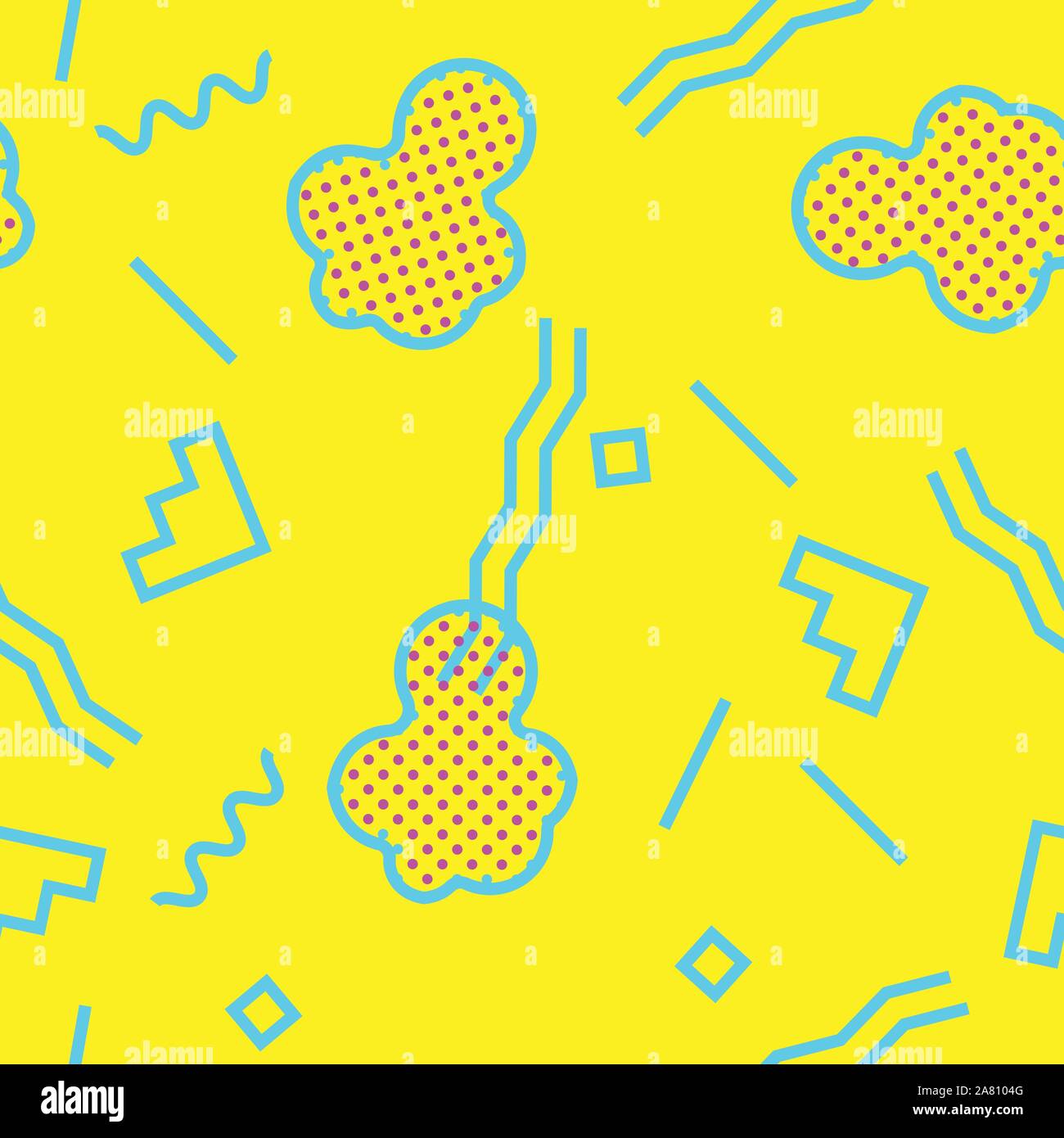 Modèle sans couture avec 80s memphis style geometics couleurs psychédéliques et dynamique Illustration de Vecteur