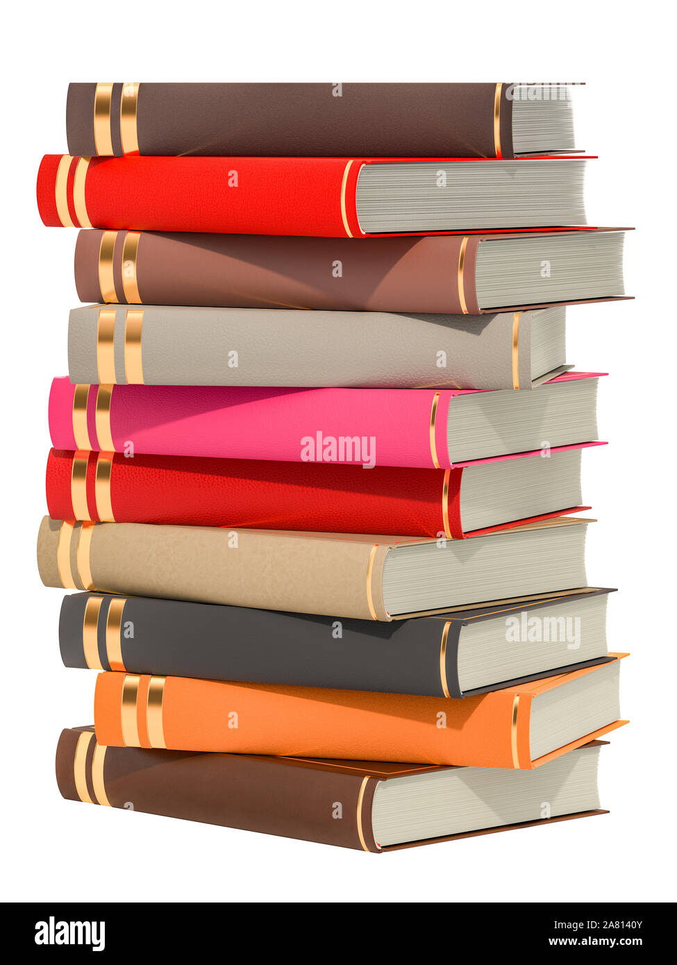 Pile de livres colorés, rendu 3D isolé sur fond blanc Banque D'Images