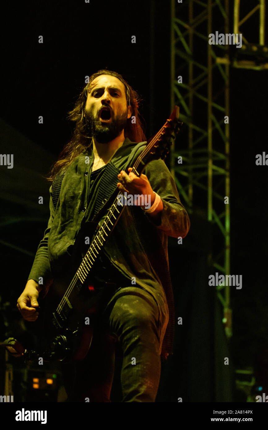 Bergame, Italie - 30 août 2018 : groupe de metal rock italienne Genre Ordinis Dei effectue à Bum bum Festival 2018. Brambilla Simone Live News photographe Banque D'Images